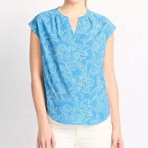 Fun2Fun Nadia Split Neck Blouse Blue Large NWT STITCH FIX